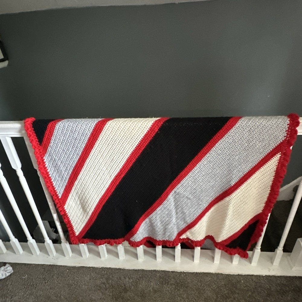 Striped Crocheted Throw Blanket Multicolor 75x47